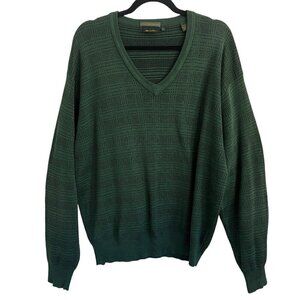 Bobby Jones Mens L Golf Pullover Sweater Peruvian Pima V-Neck Green Vtg Grandpa